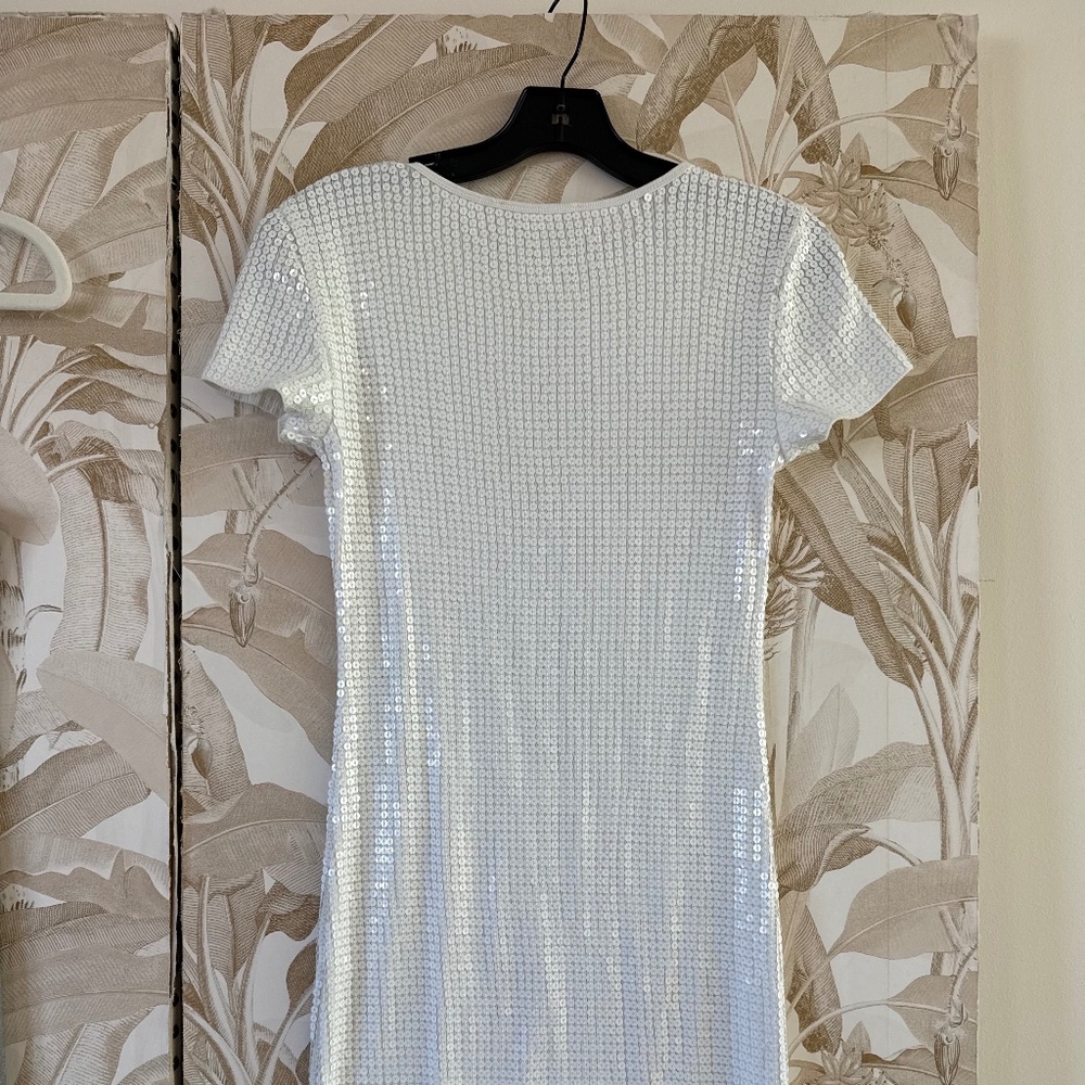 Michael Kors White Sequin Mini Dress – Short Sleeve Cocktail Party - Picture 4 of 4